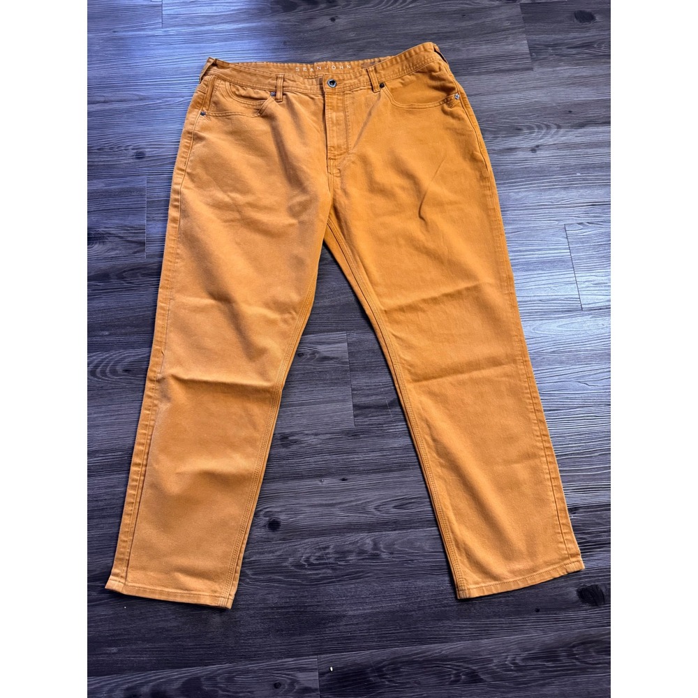 Sean John Mens Straight Leg Jeans Mustard Yellow Ochre Denim Pants 38x30